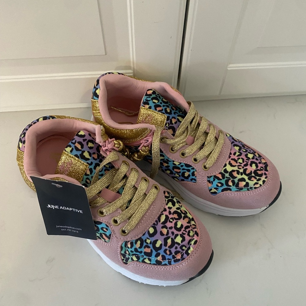 Friendly Excursion Girls Sneakers Leopard Shoes AFO/SMO adaptive zipper shoes